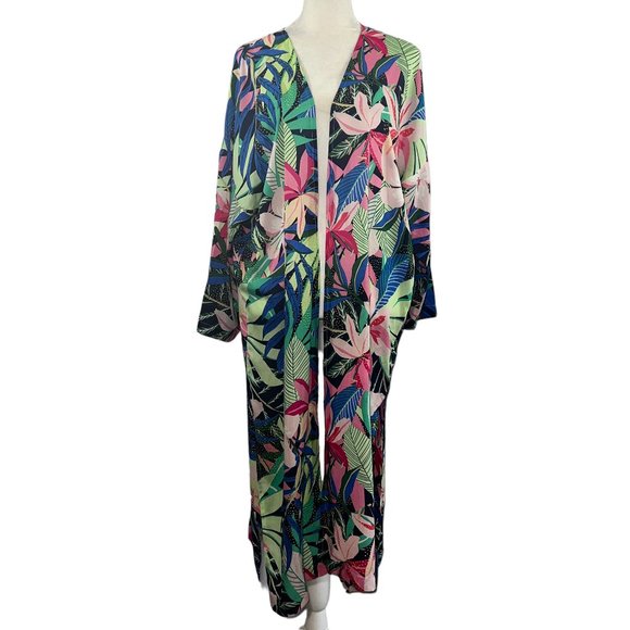 NWT LOFT Modal Colorful Tropical Floral Maxi Length Swim Coverup M/L - Picture 1 of 11